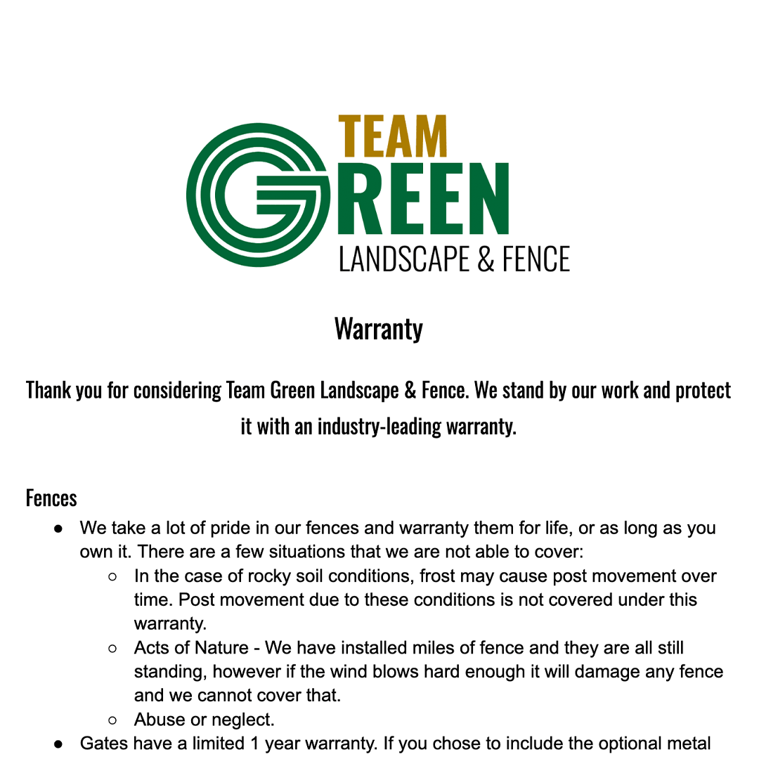 screencap of Team Green warranty
