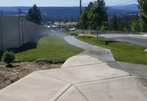 irrigation system along sidewalk