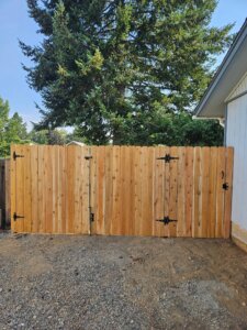cedar fence, exterior of gate