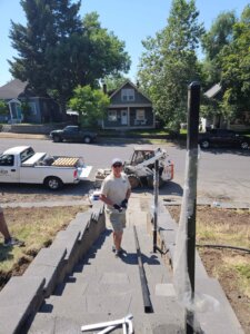 stairs made with retaining wall block